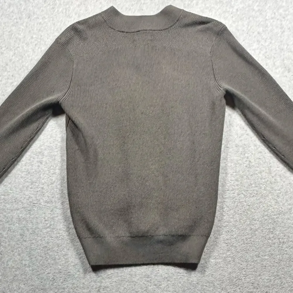 Club Monaco Ribbed Baseball Collar Sweater XS Grey Green